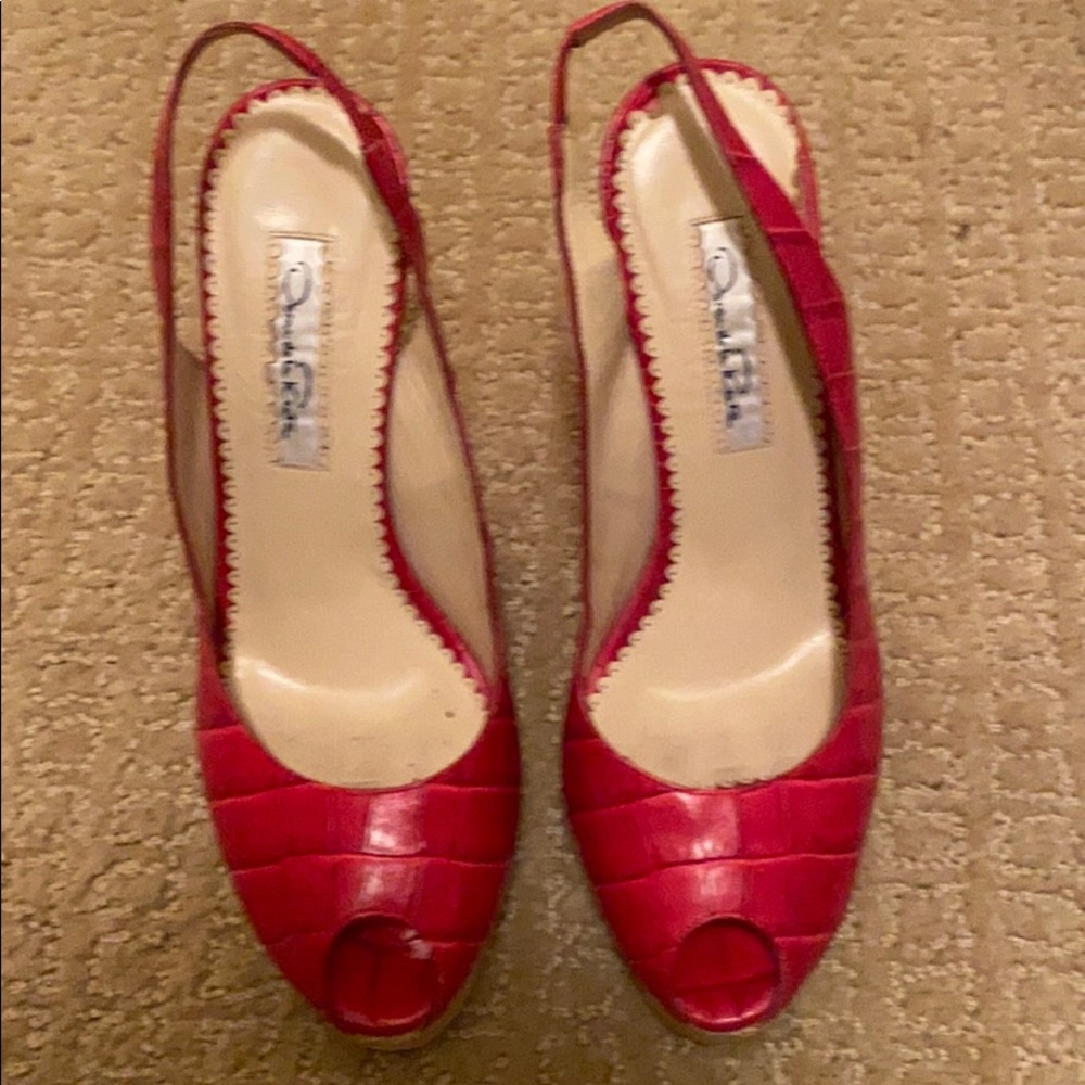 Oscar de la renta red platform shoes
